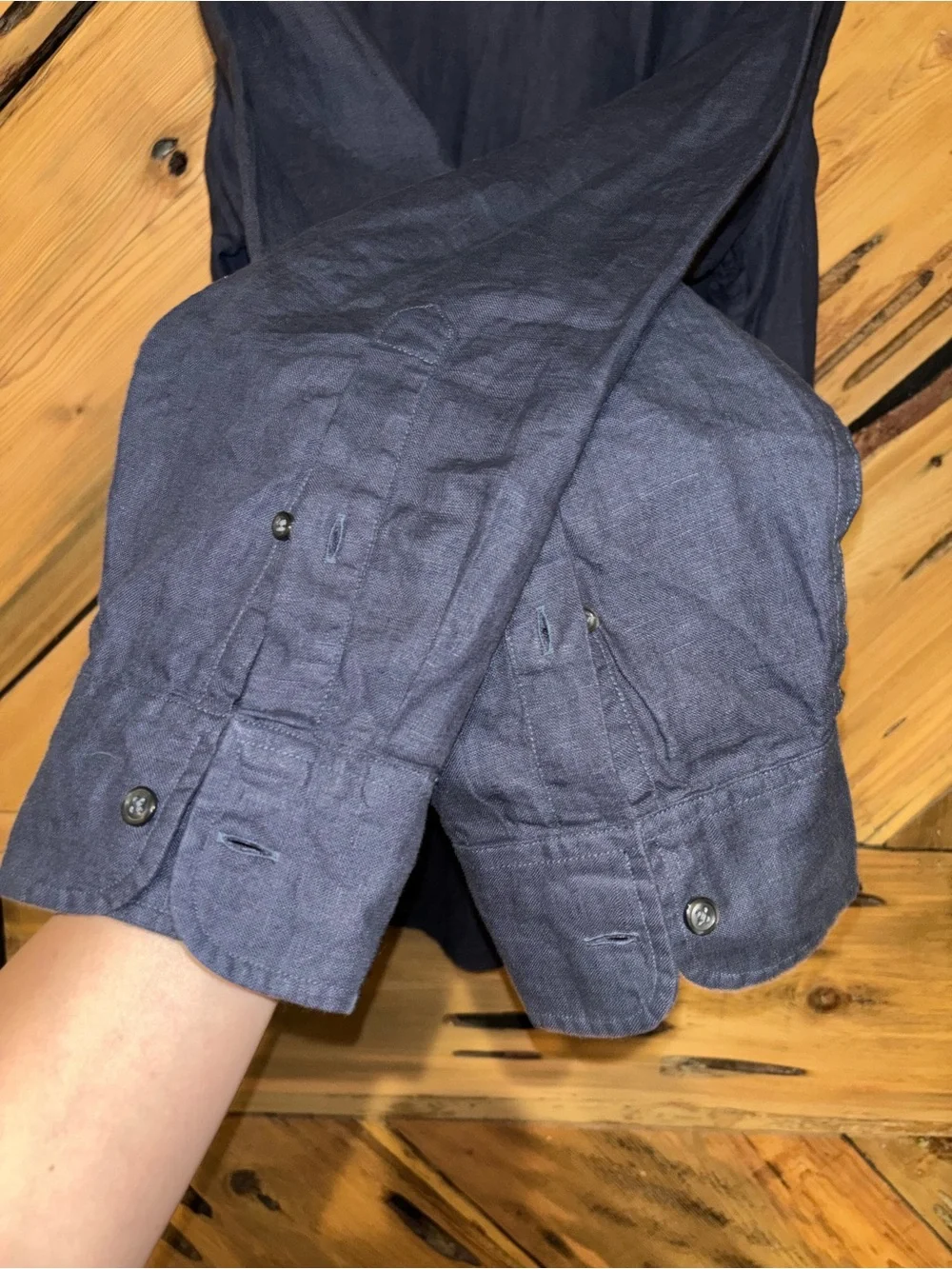 J. Crew Men's Dark Navy Button-Down Linen Shirt
